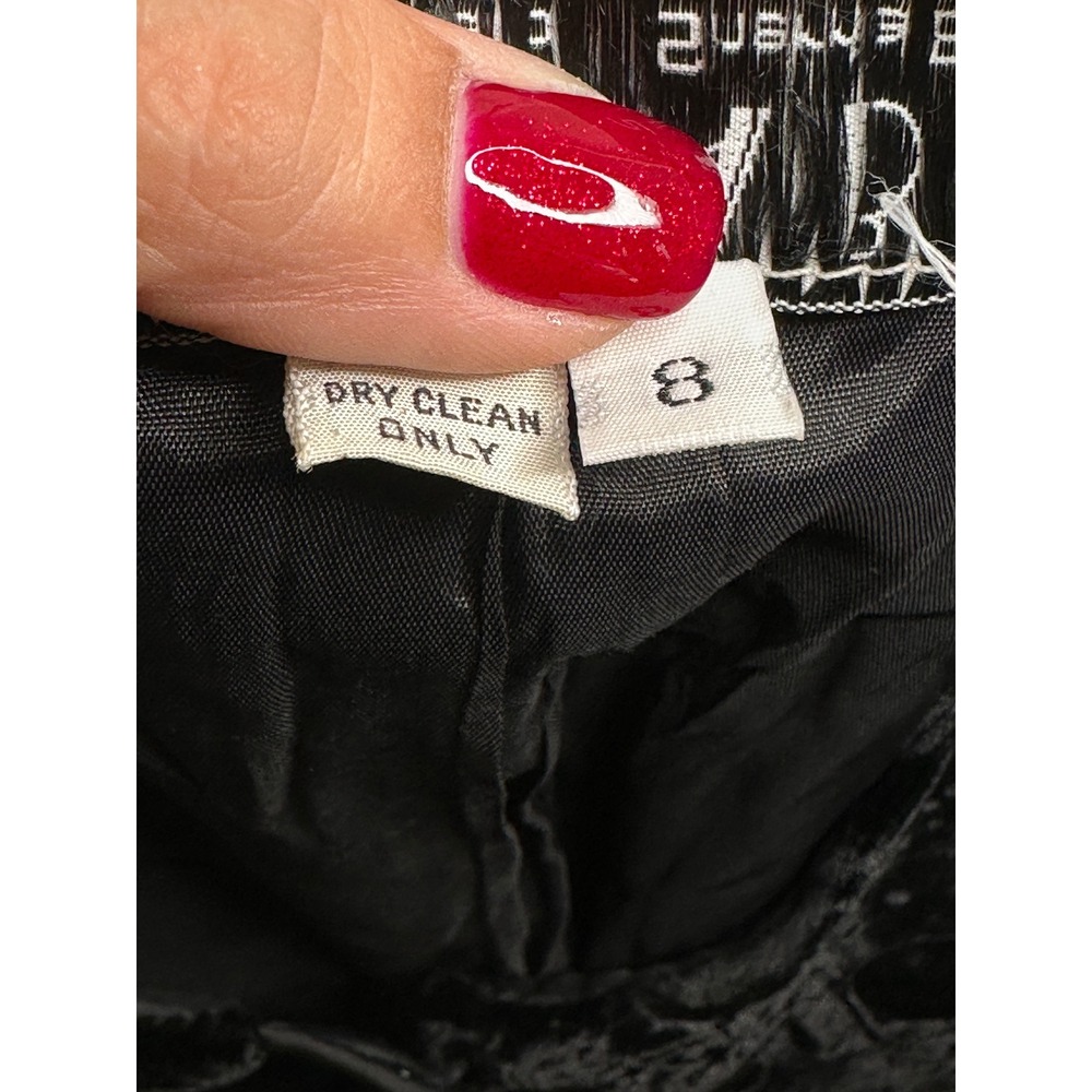 Chetta B Blazer 8 Black Velvet Burnout Polka Dot Keyhole Rhinestone Vintage - Picture 7 of 7